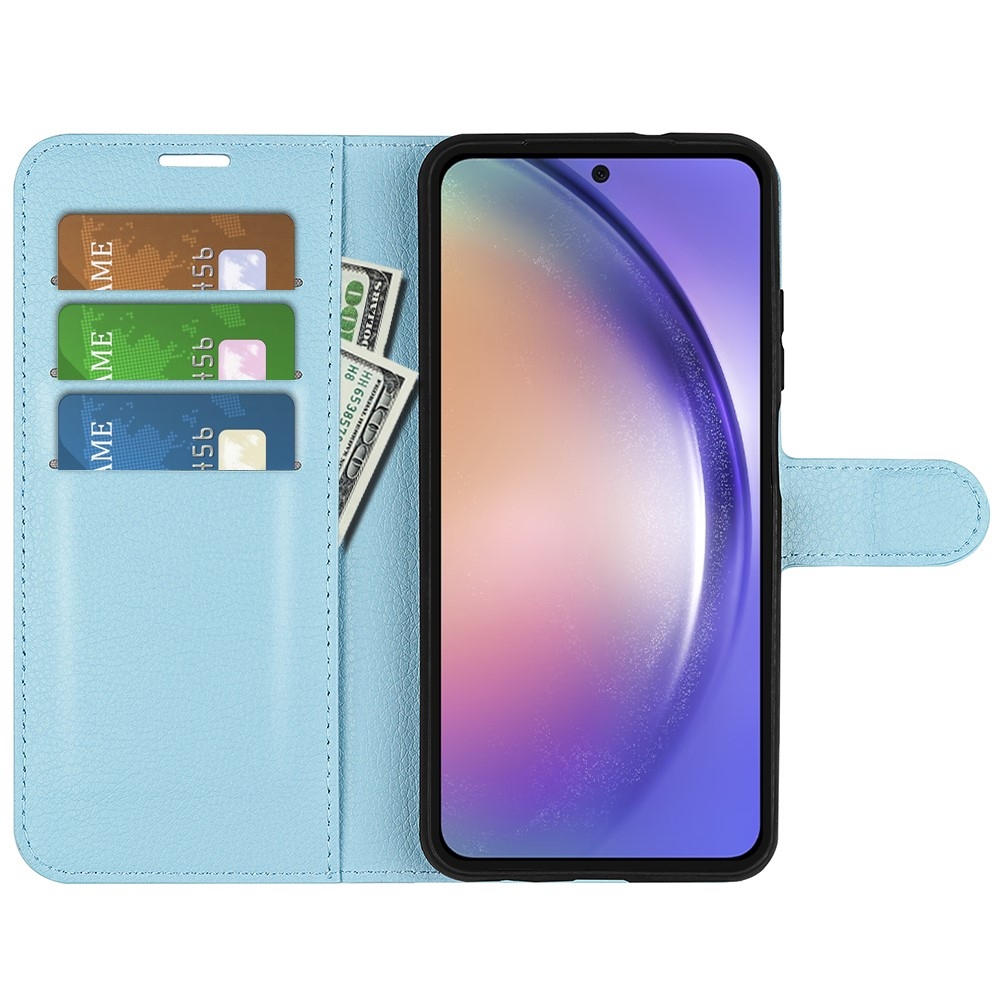 Litchi könyv tok Samsung Galaxy A55 5G - kék