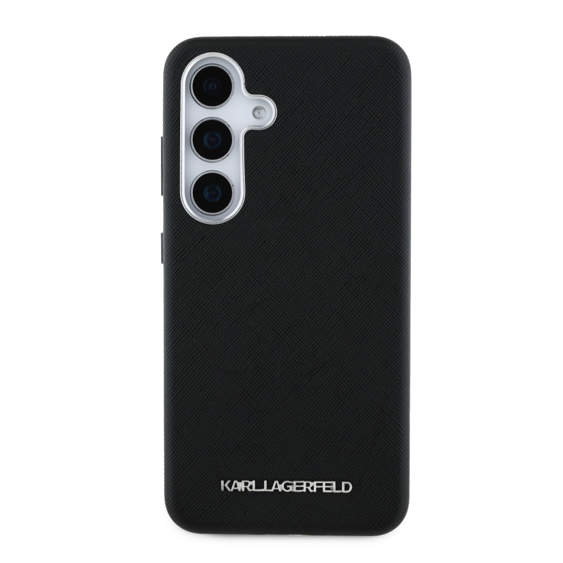 Karl Lagerfeld PU Saffiano fém logó és keret hátlap Samsung Galaxy S25 fekete