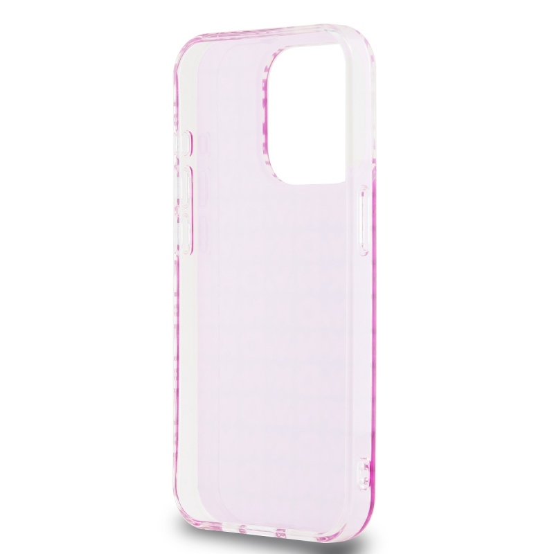 DKNY PC/TPU ismétlődő mintás hátsó borító iPhone 15 Pro rózsaszínhez