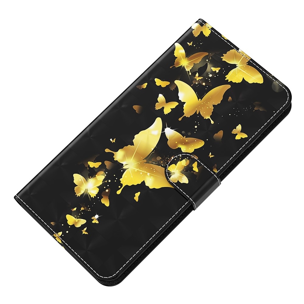 Nyomtatott könyv tok Samsung Galaxy S24 Ultra készülékhez - arany pillangók