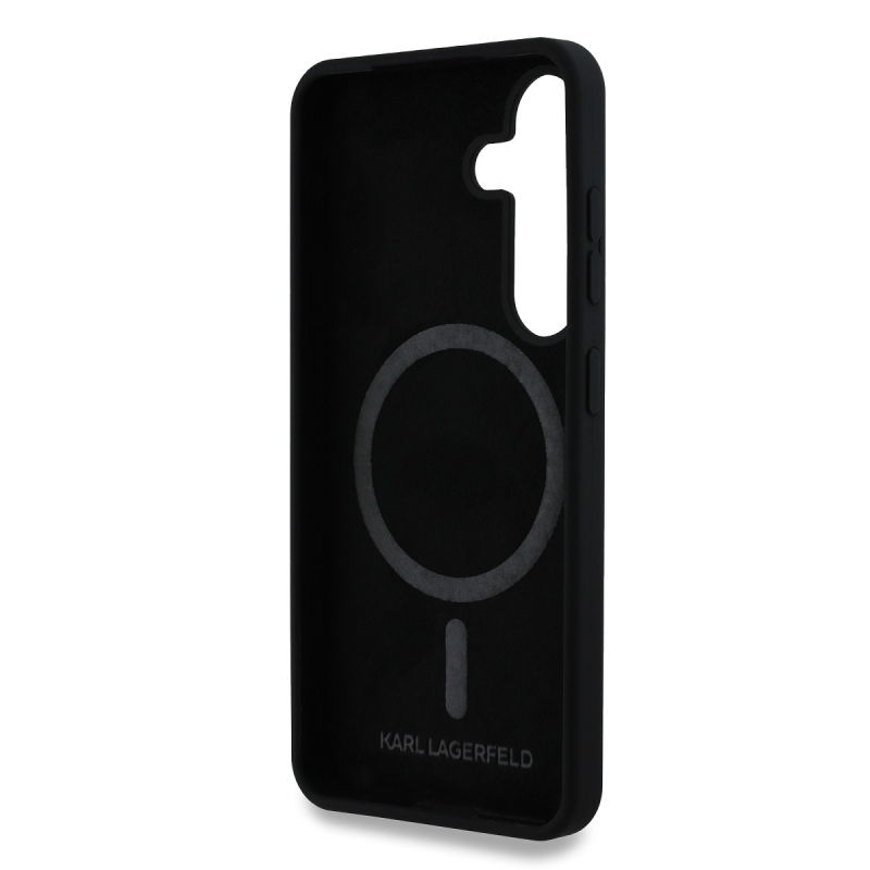 Karl Lagerfeld Liquid Silicone K&CH Heads MagSafe hátlap Samsung Galaxy S25 fekete