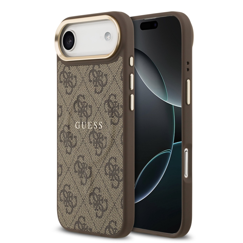 Guess PU bőr 4G arany keret MagSafe hátlap iPhone Air barna borítóhoz