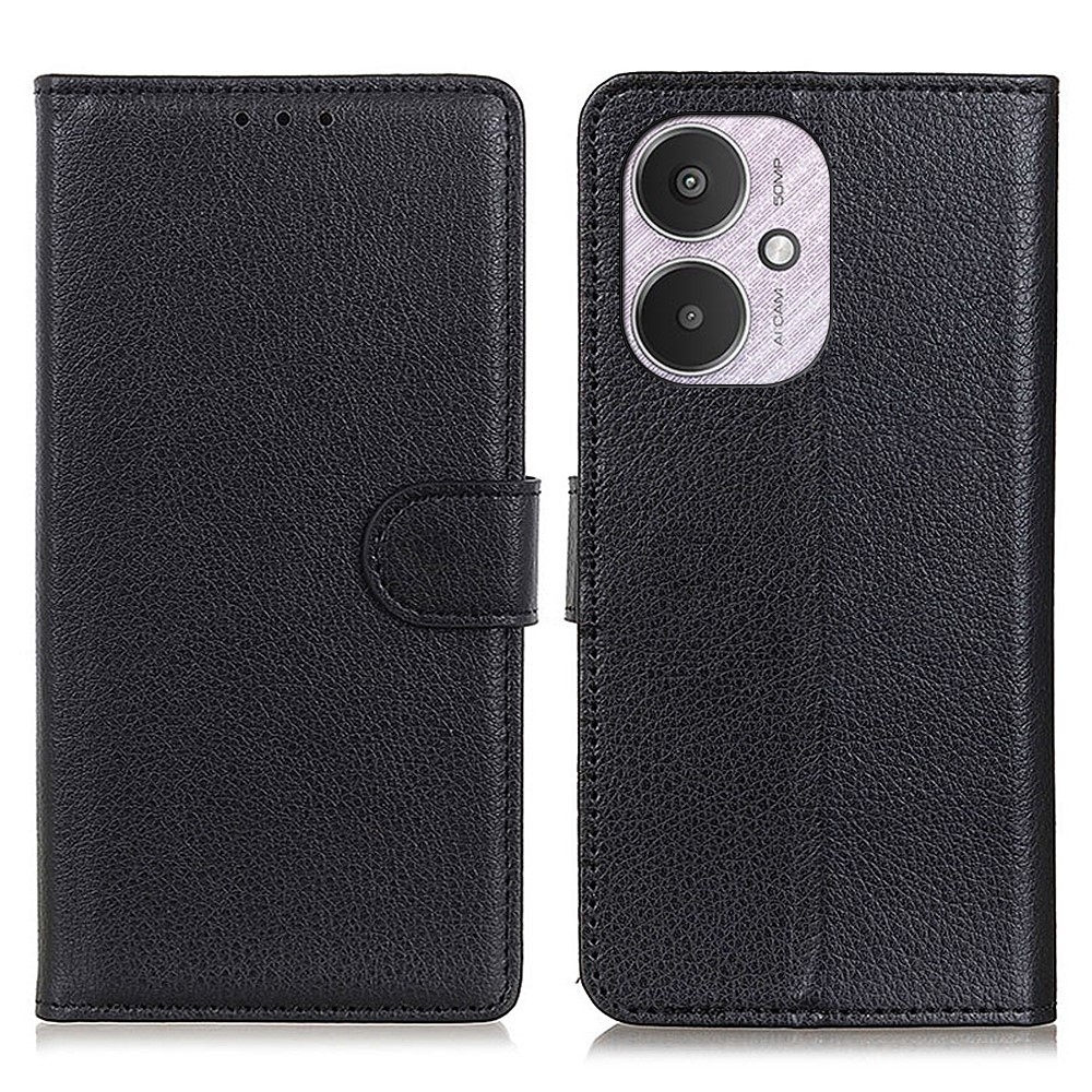 Litchie könyv tok a Xiaomi Poco C65/Redmi 13C 4G/5G készülékhez - fekete