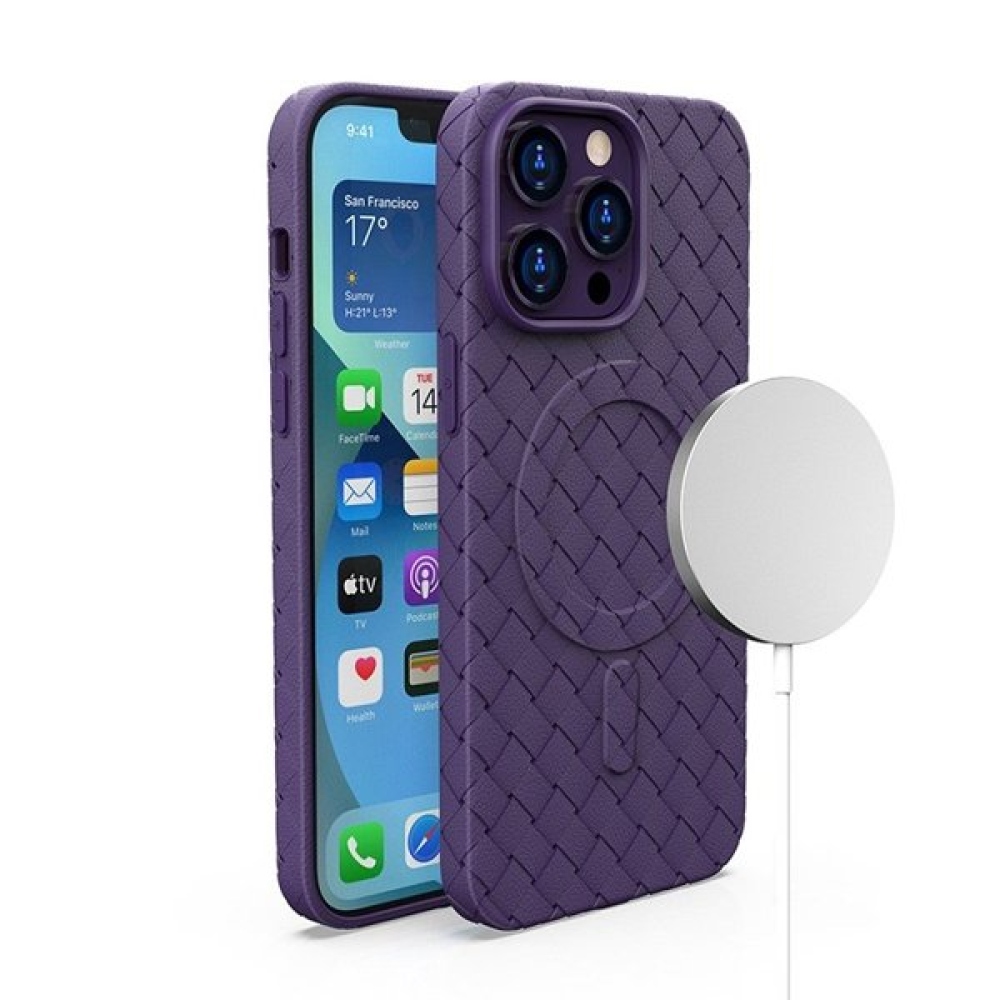 Szövött zselés tok MagSafe-val iPhone 15 Pro Max készülékhez - lila