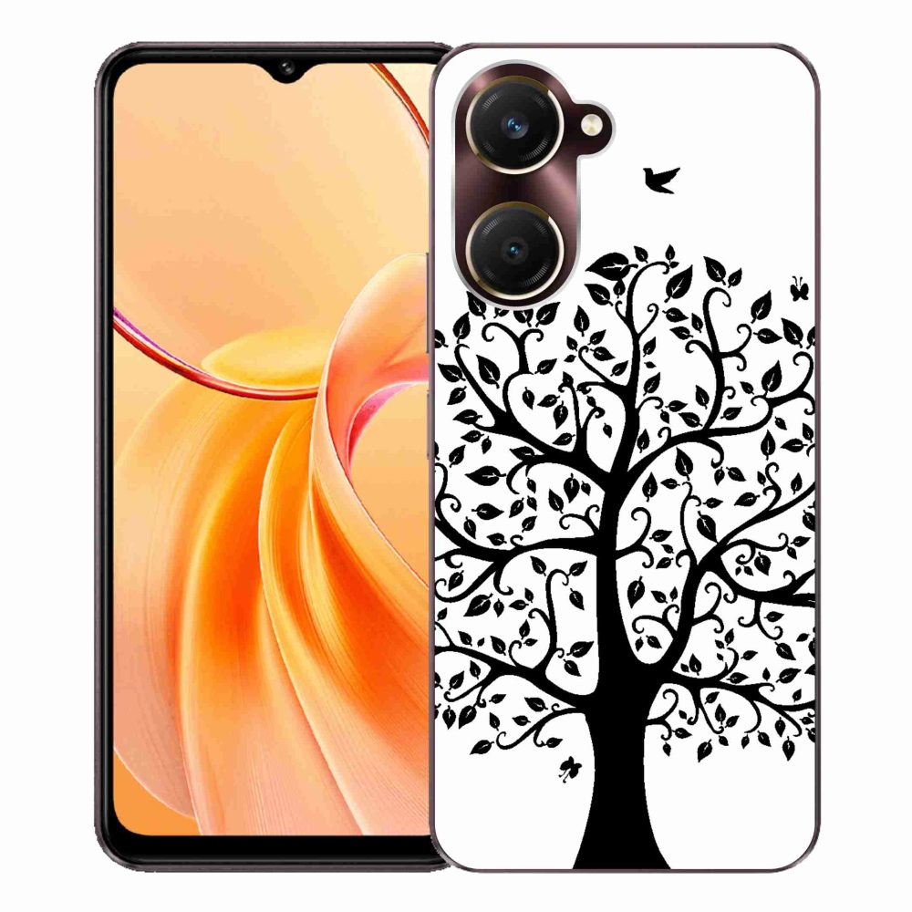Gél borító mmCase a Vivo Y28s 5G-n - fekete-fehér fa