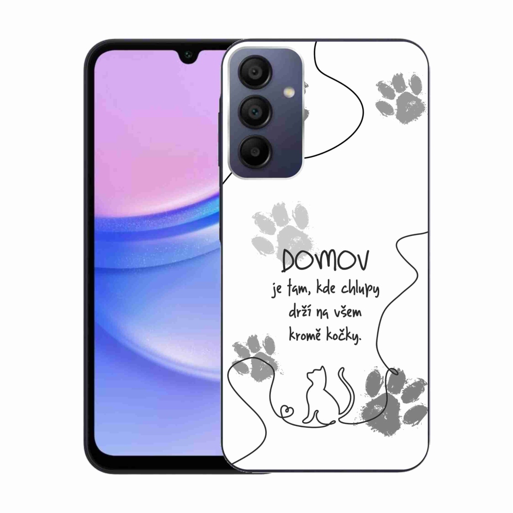 Gél borítás mmCase Samsung Galaxy A15 4G/5G készülékhez - macska motívum fehér háttérrel
