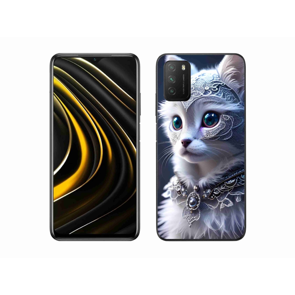Gél borítás mmCase a Xiaomi Poco M3-hoz - fehér macska