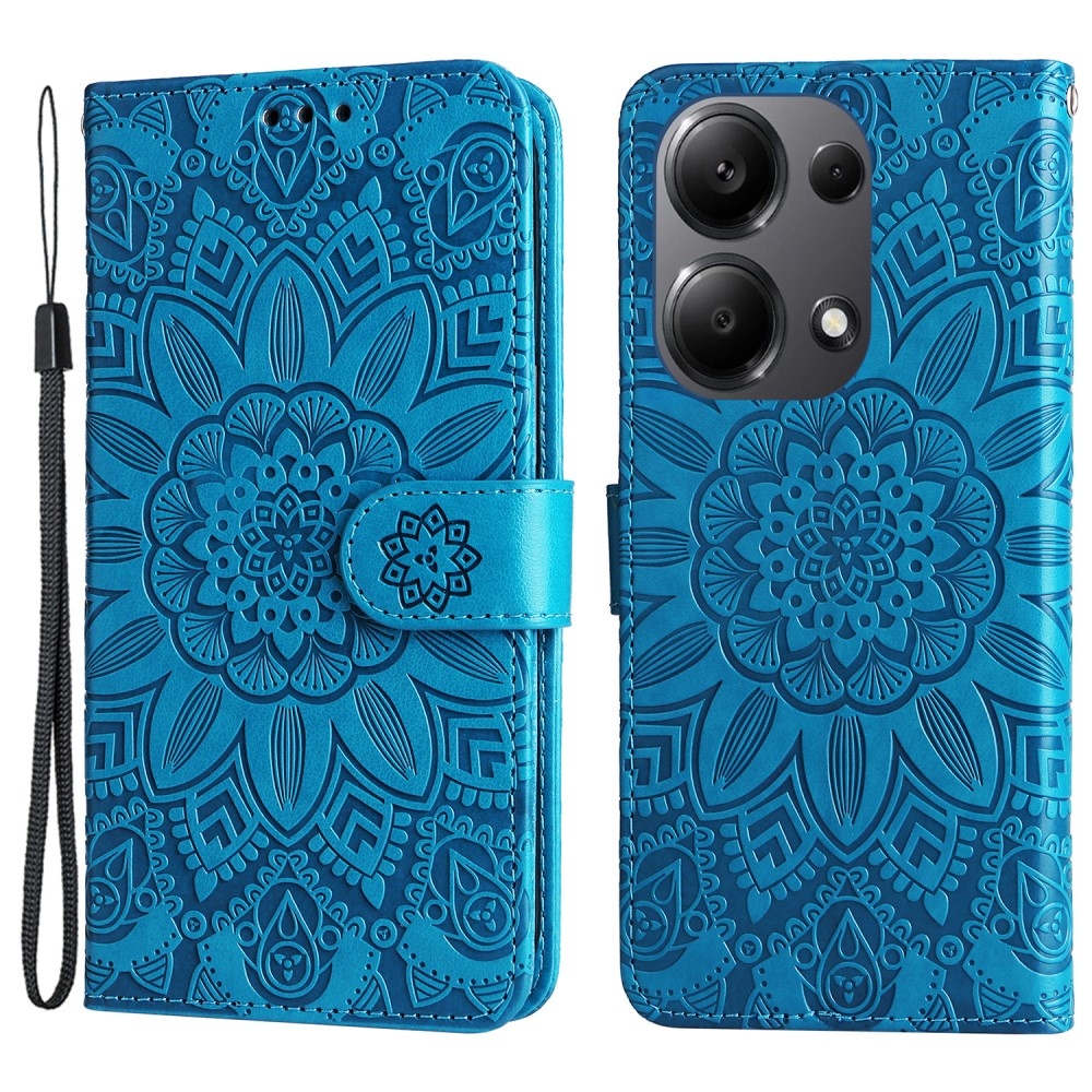 Napraforgó könyv tok Xiaomi Redmi Note 14S/Note 13 Pro 4G/Poco M6 Pro - kék