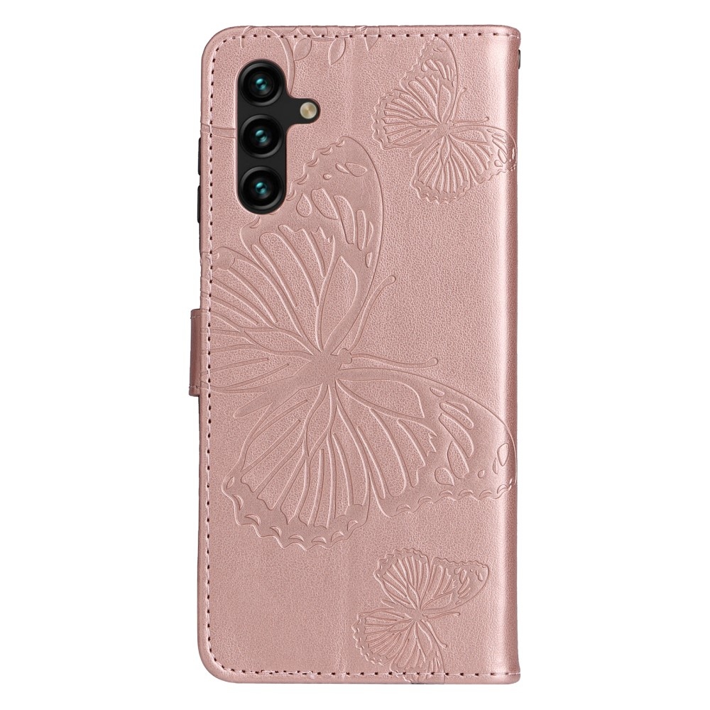 Nagy Buttefly könyv tok Samsung Galaxy A13 5G/A04s készülékhez - rózsaarany színű