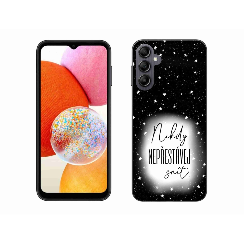 Gél borítás mmCase Samsung Galaxy A14 4G/5G - idézet 1 fehér és fekete háttérrel