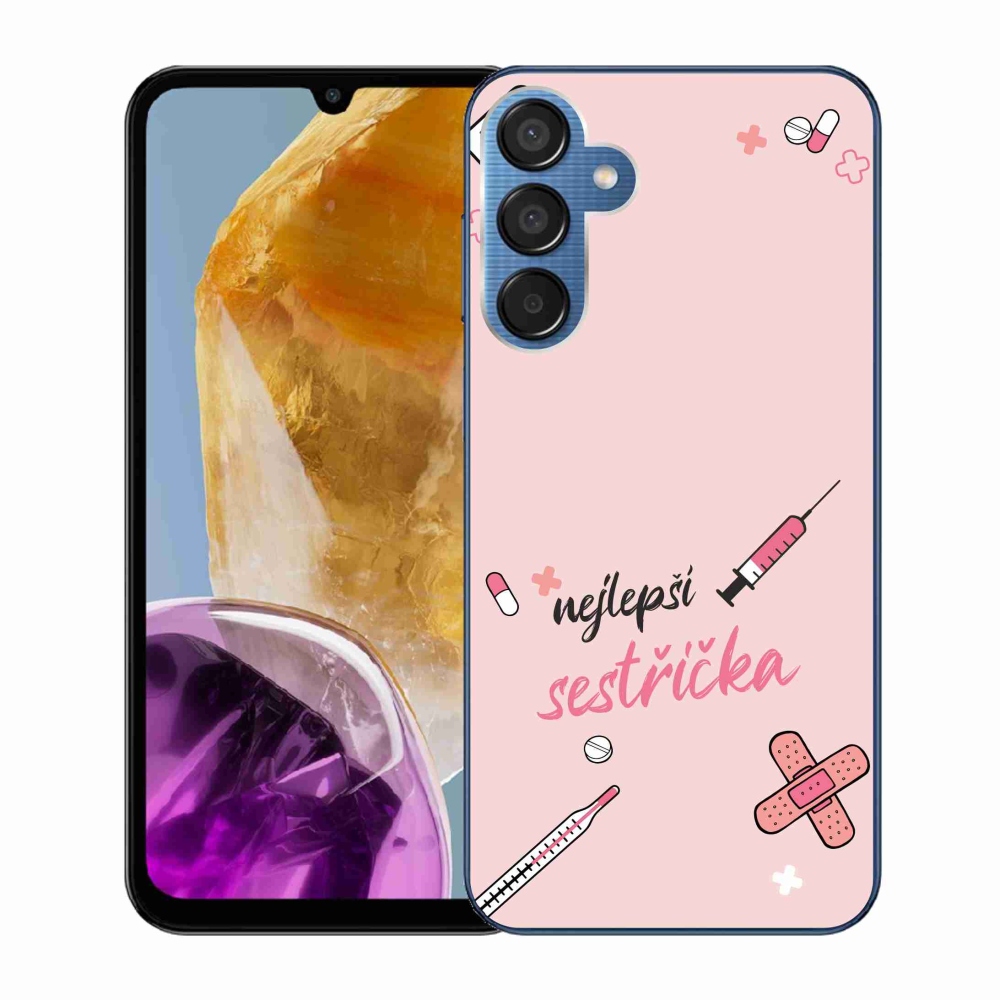Gél borító mmCase Samsung Galaxy M15 5G - legjobb kishúg rózsaszín háttérrel