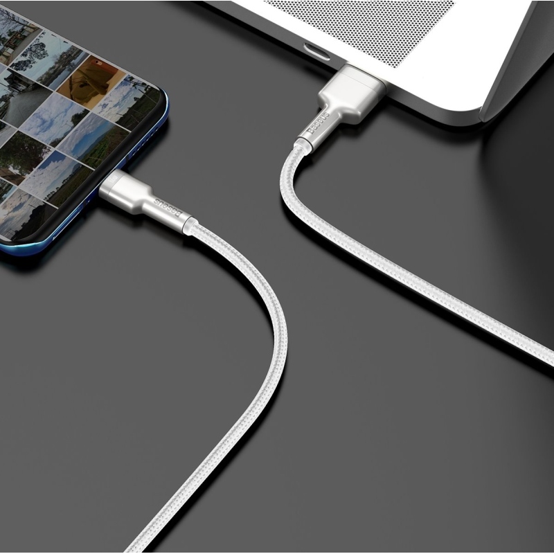 Baseus Cafule Metal sorozatú adatkábel USB-USB-C 66W 1m Fehér