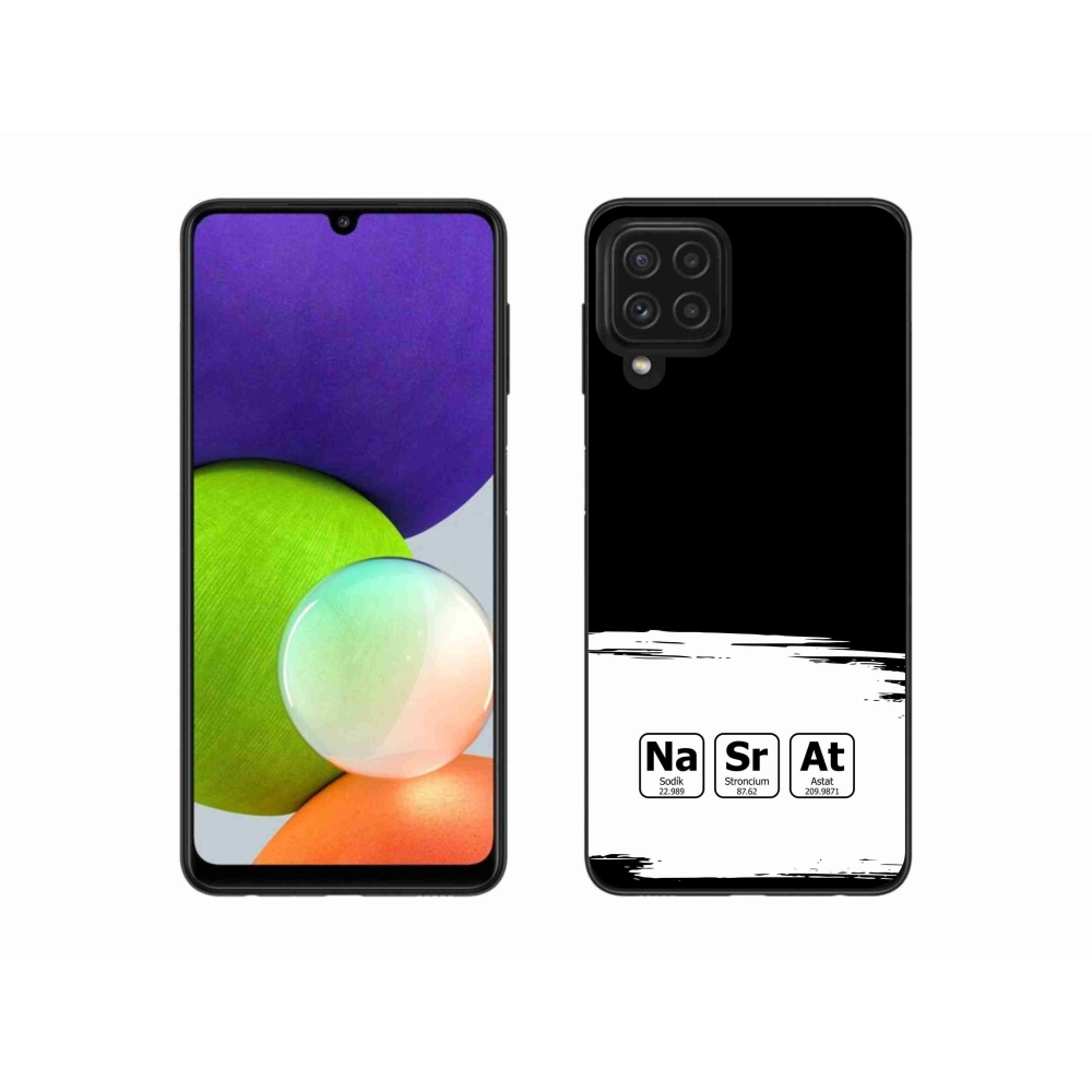Gél borítás mmCase Samsung Galaxy A22 4G - kémiai elemek fehér és fekete háttérrel