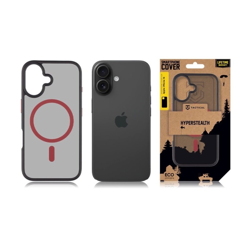 Taktikai MagForce Hyperstealth 2.0 borító iPhone 16-hoz Fekete/vörös