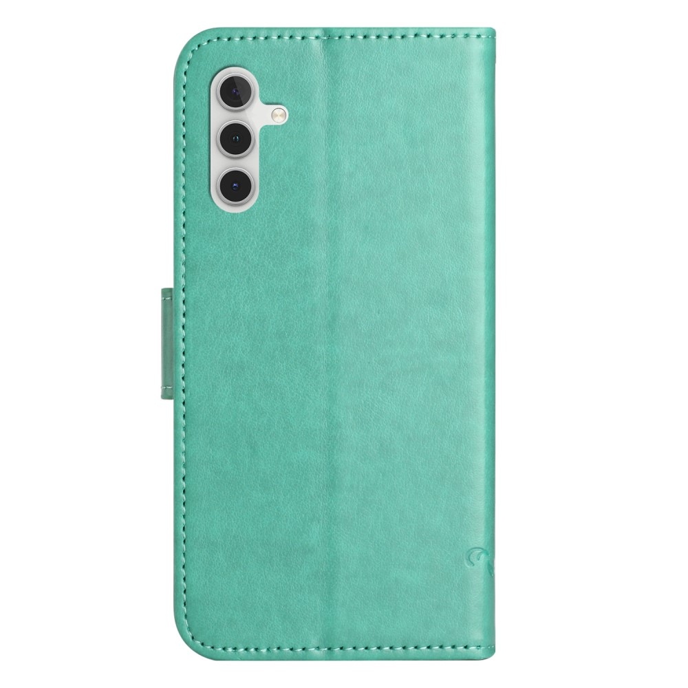 Virágos könyvtáska Samsung Galaxy A35 5G készülékhez - teal színű
