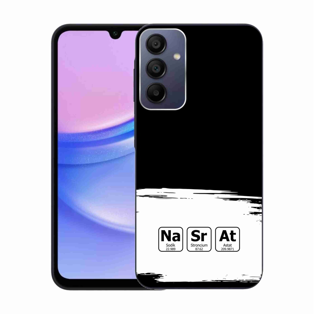 Gél borítás mmCase Samsung Galaxy A15 4G/5G - kémiai elemek fehér és fekete háttérrel