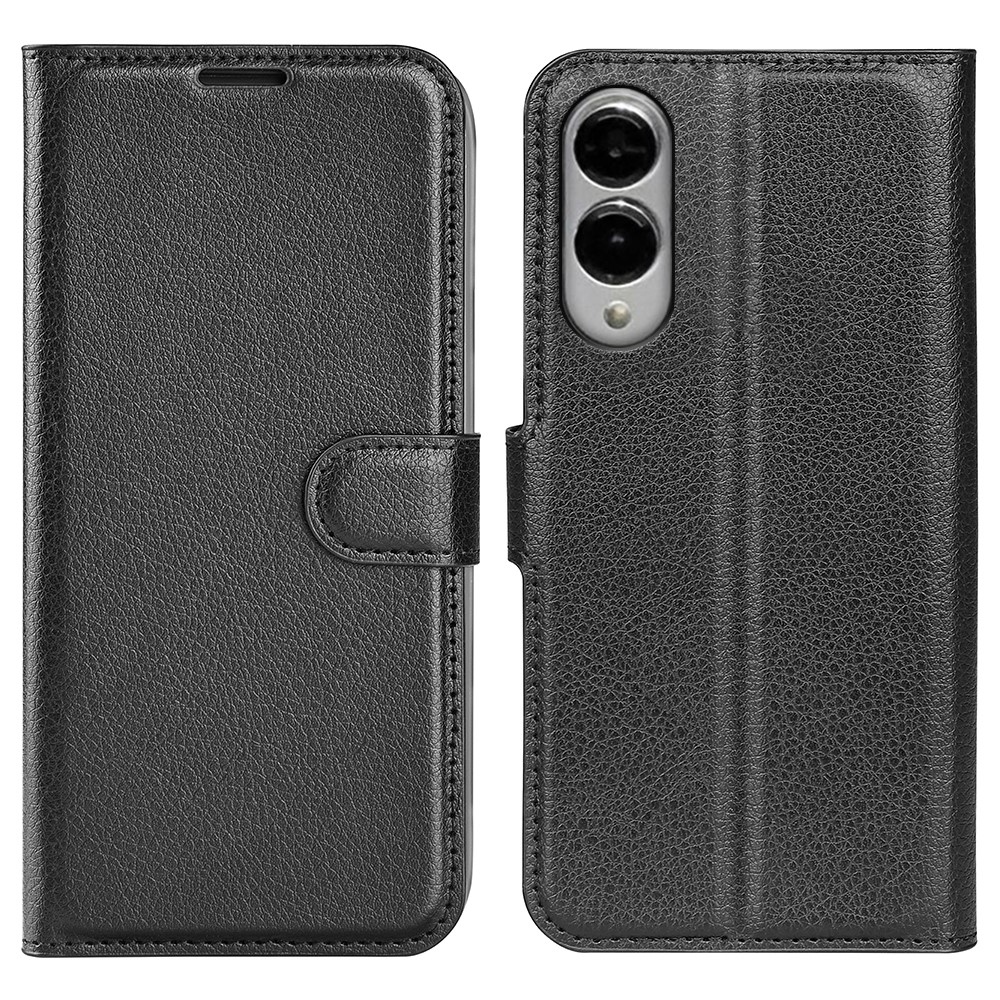 Litchi könyv tok Samsung Galaxy S25 Edge készülékhez - fekete