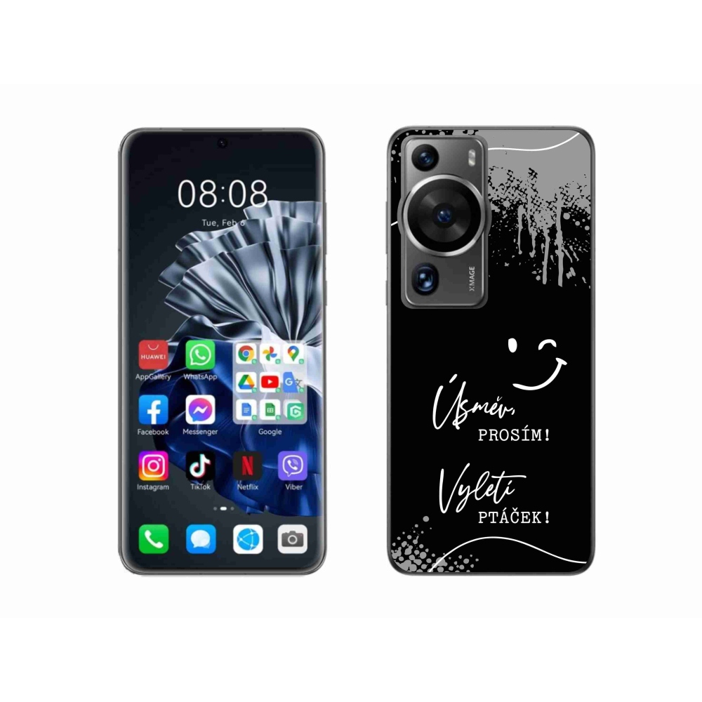 Gél borító mmCase a Huawei P60 Pro készülékhez - vicces szöveg 4 fekete háttérrel