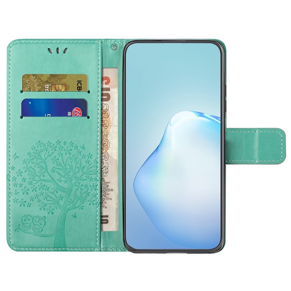 Fás könyv tok Samsung Galaxy S24+/S25+ készülékhez - teáskék színű