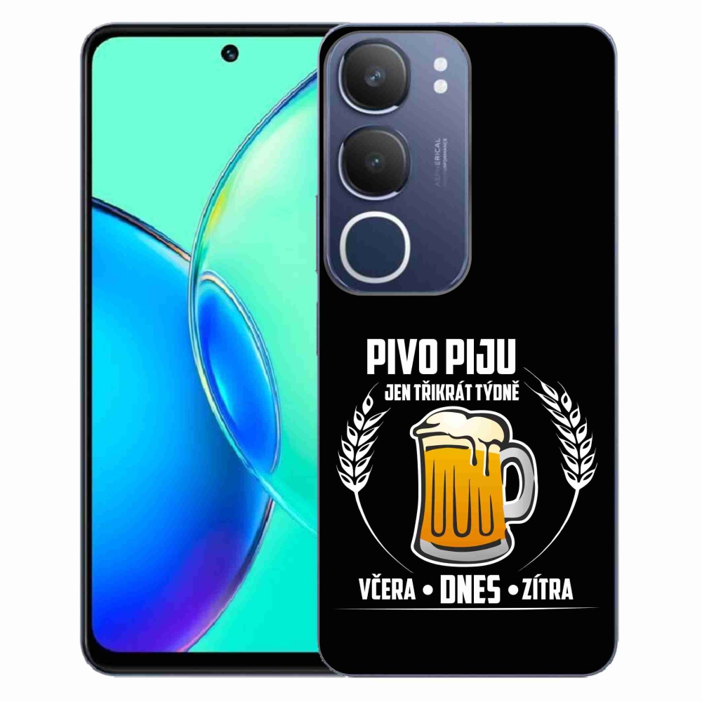 Gél borító mmCase a Vivo Y19s készülékhez - sör motívum fekete háttérrel