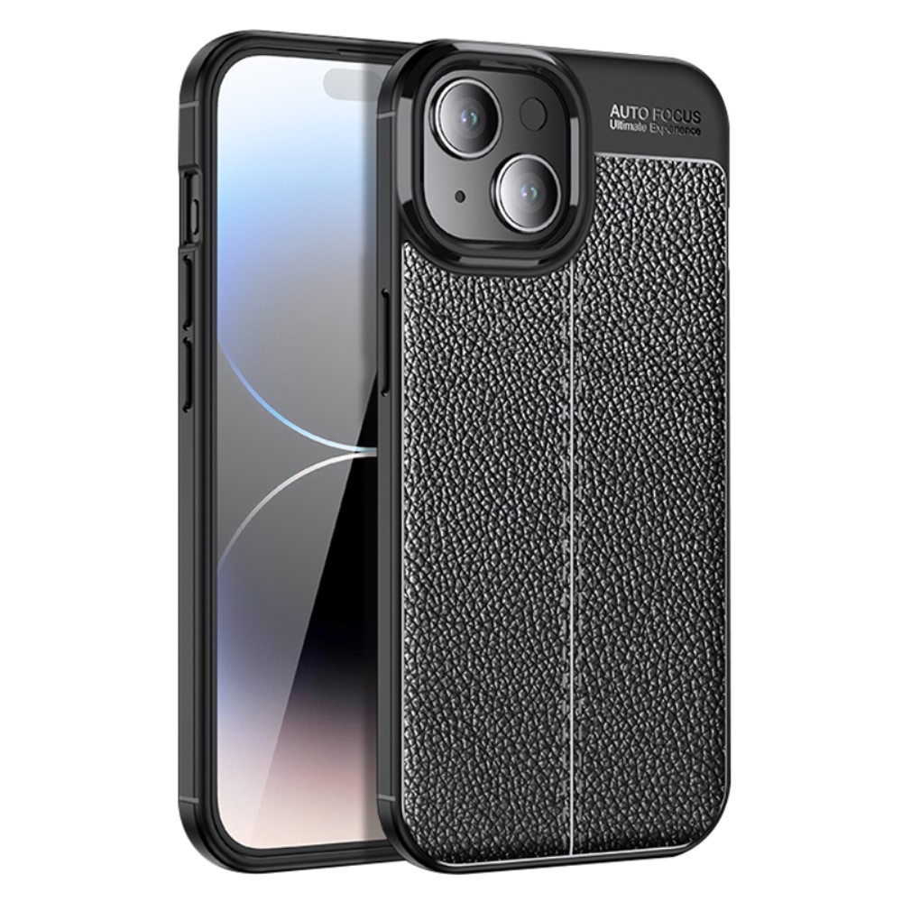 Litchi tartós zselés tok iPhone 15 Plus készülékhez - fekete