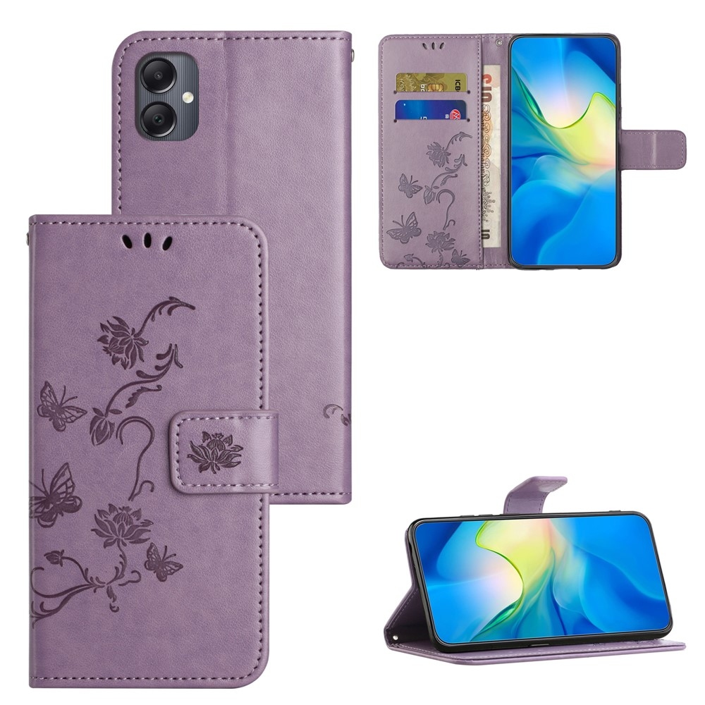 Virágos könyvtáska Samsung Galaxy A07 4G - világos lila