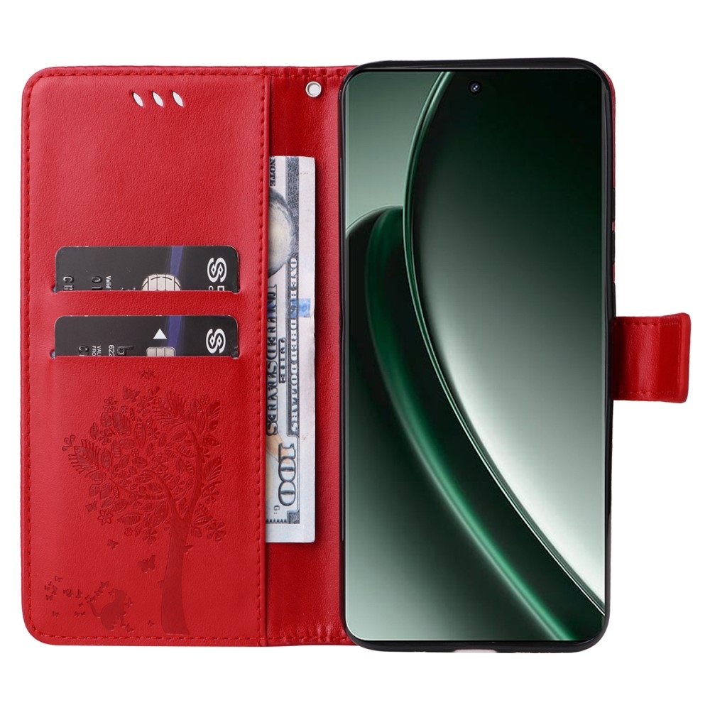 Fa könyvtáska a Realme GT 6 5G/GT 6T 5G számára - piros
