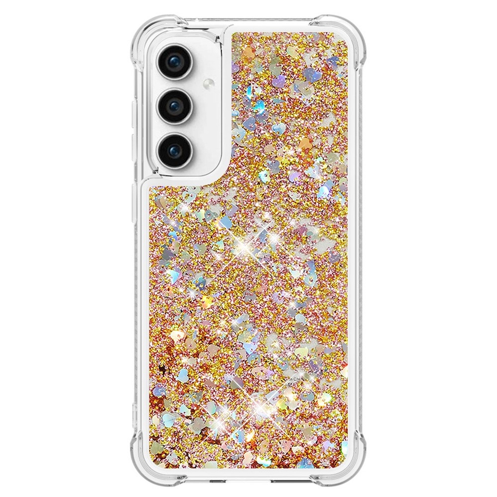 Glitter zselés homokóra tok Samsung Galaxy S23 FE készülékhez - arany/szív