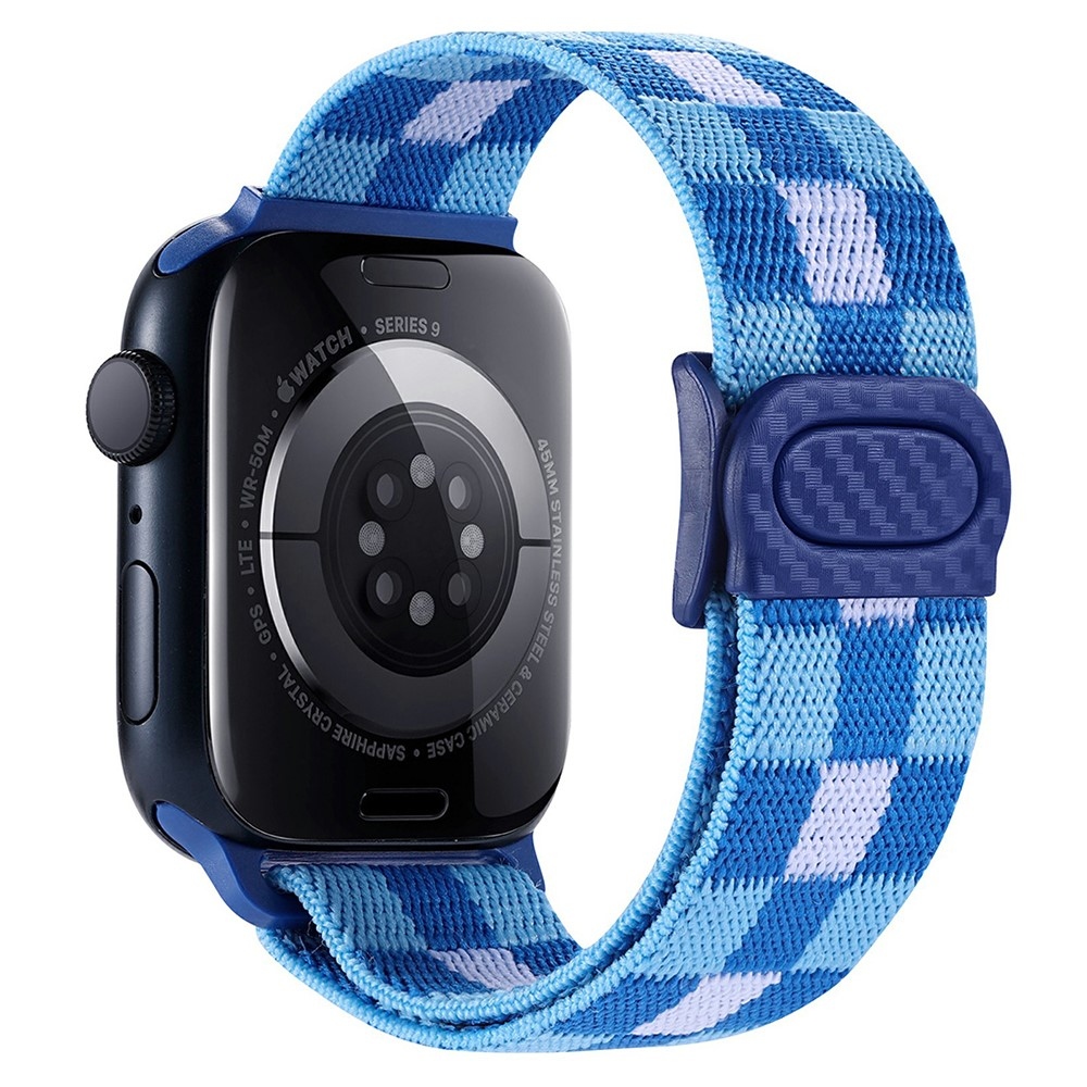 Fokozatos nejlon szíj Apple Watch Ultra/Ultra 2 49mm/SE/SE 2022/2023 44mm/9/8/7 45mm/6/5/4 44mm/3/2/1 42 mm-es Apple Watch Ultra/Ultra 2 órához - kék kockák