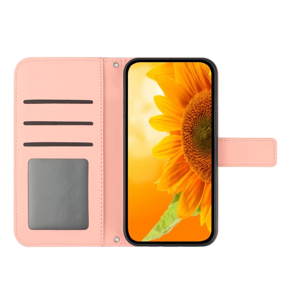 Napraforgó könyv tok a Vivo X80 Lite-hoz - rózsaszín
