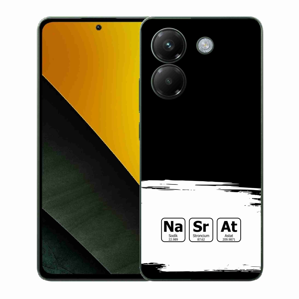 Gél borító mmCase a Xiaomi Poco M7 Pro 5G számára - kémiai elemek fehér és fekete háttérrel