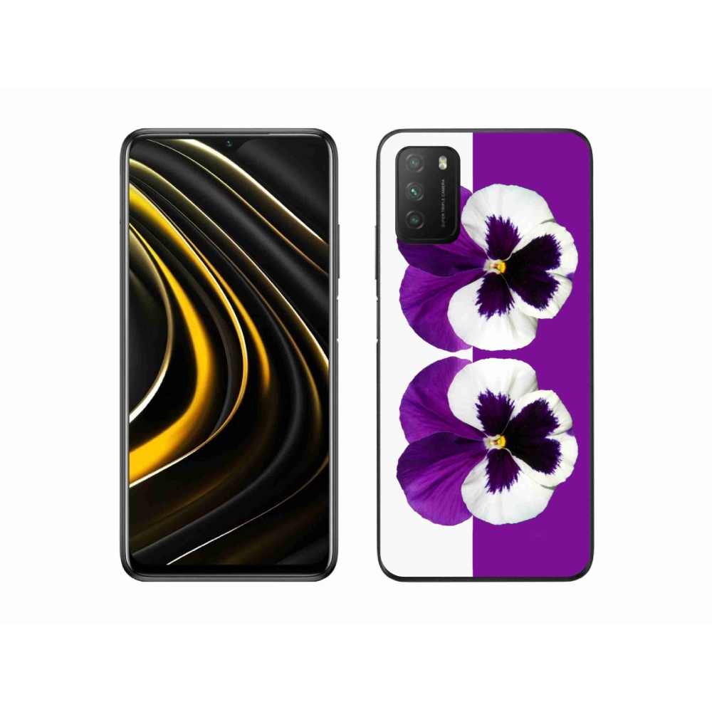 Gél borító mmCase a Xiaomi Poco M3-hoz - lila és fehér virág