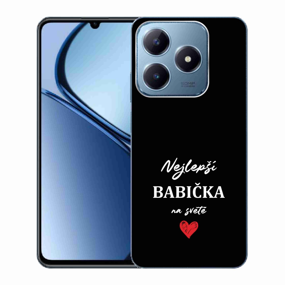 Gél borítás mmCase a Realme C63 készülékhez - Best Grandma 1 fekete háttérrel