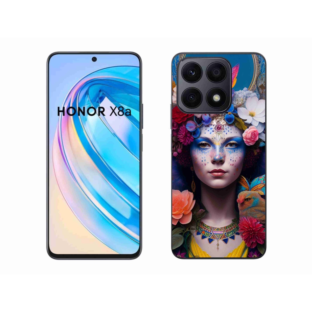 Gél borító mmCase a Honor X8a készülékhez - nő virágokkal