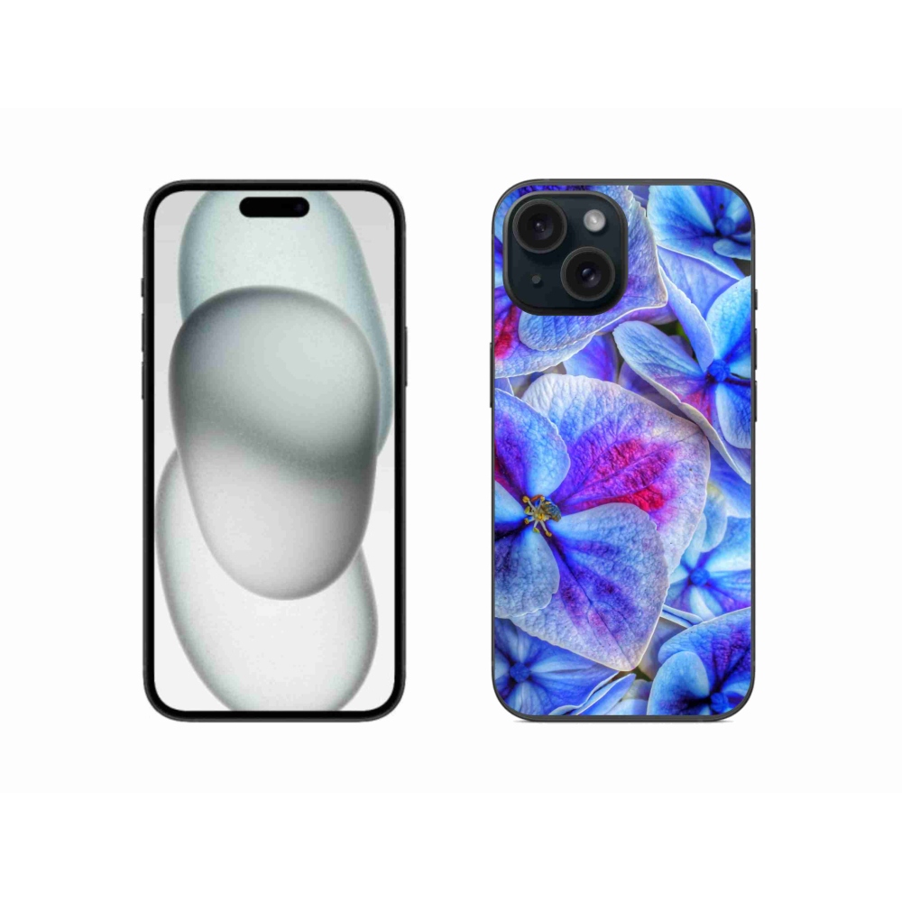 Zselés borítás mmCase iPhone 15 készülékhez - kék virágok 1
