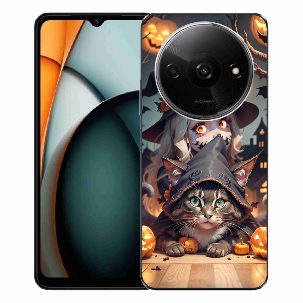 Gél borítás mmCase a Xiaomi Redmi A3-hoz - boszorkány macskával