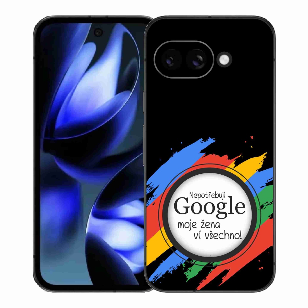Gél borító mmCase a Google Pixel 9a - nő tudja, minden fekete háttérrel
