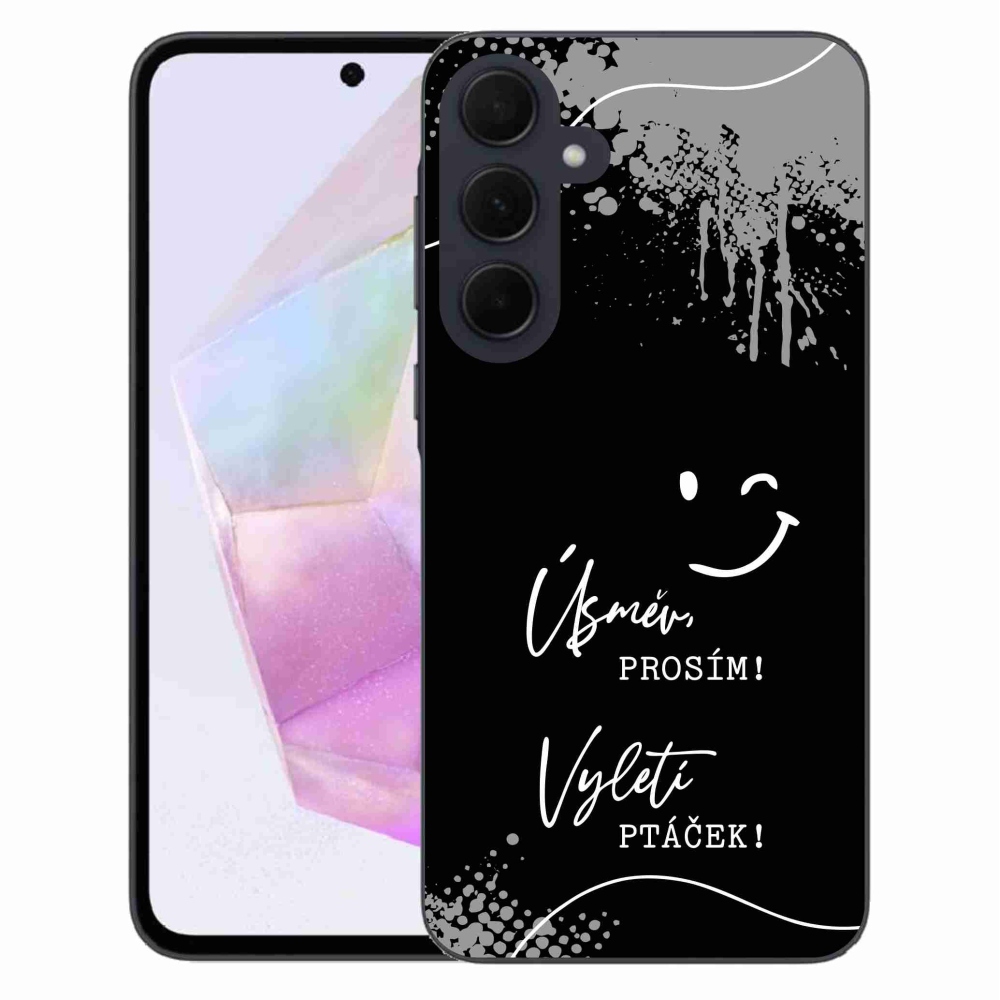 Gél borító mmCase Samsung Galaxy A35 5G - vicces szöveg 4 fekete háttérrel