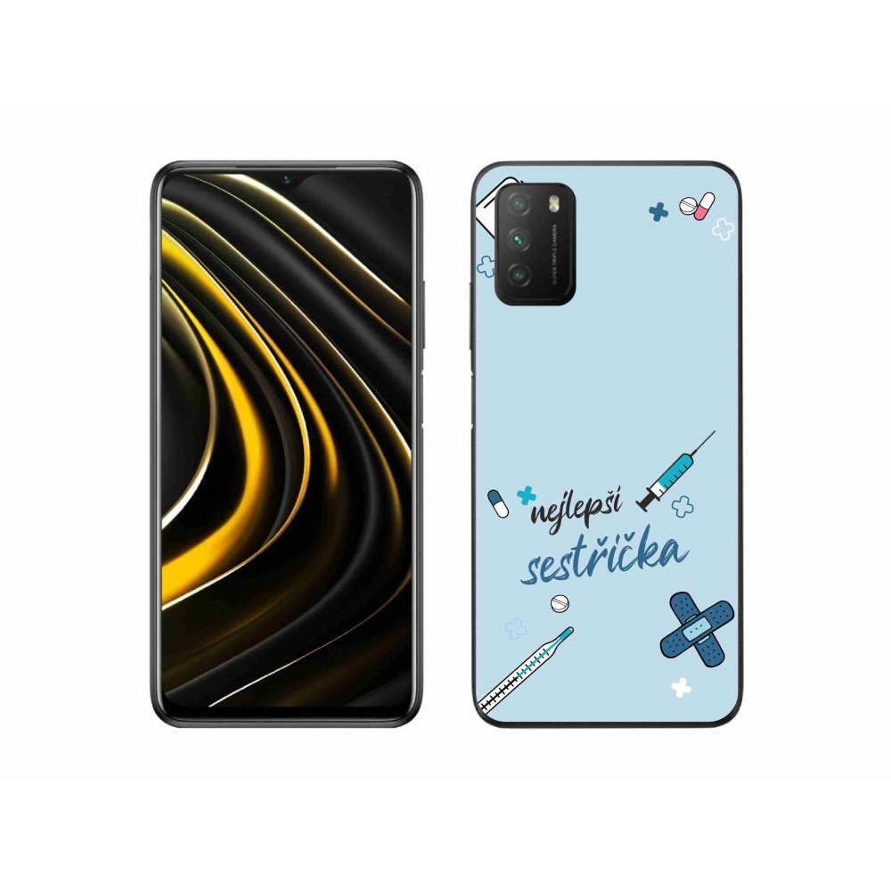 Gél borító mmCase a Xiaomi Poco M3-on - a legjobb kishúg kék háttérrel