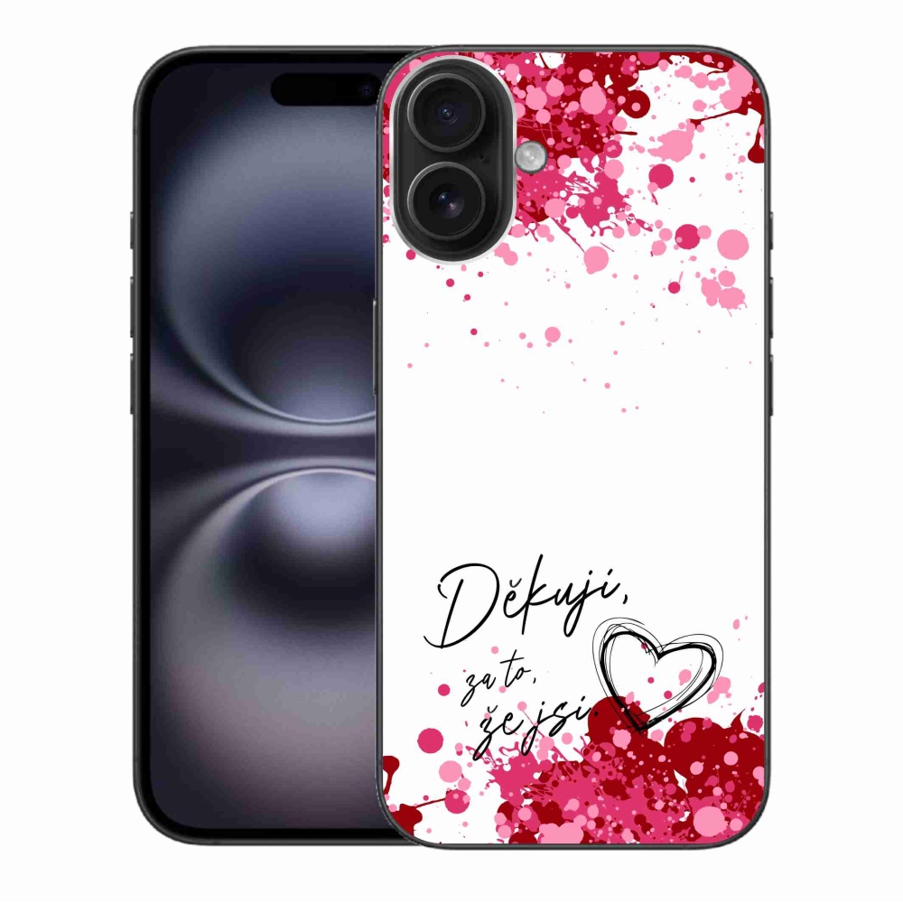 Gél borítás mmCase iPhone 16 Plus készülékhez - szerelmes szöveg 2 fehér háttér