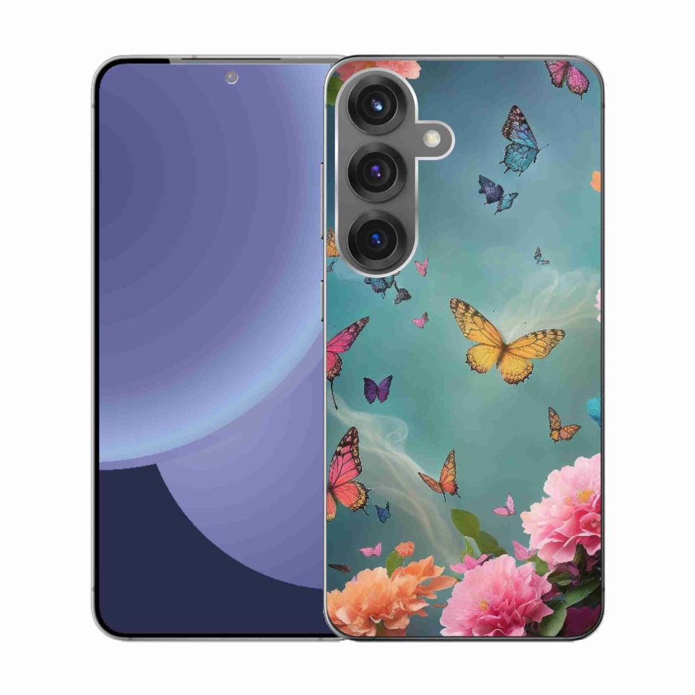 Gél borítás mmCase Samsung Galaxy S25 készülékhez - színes virágok és pillangók