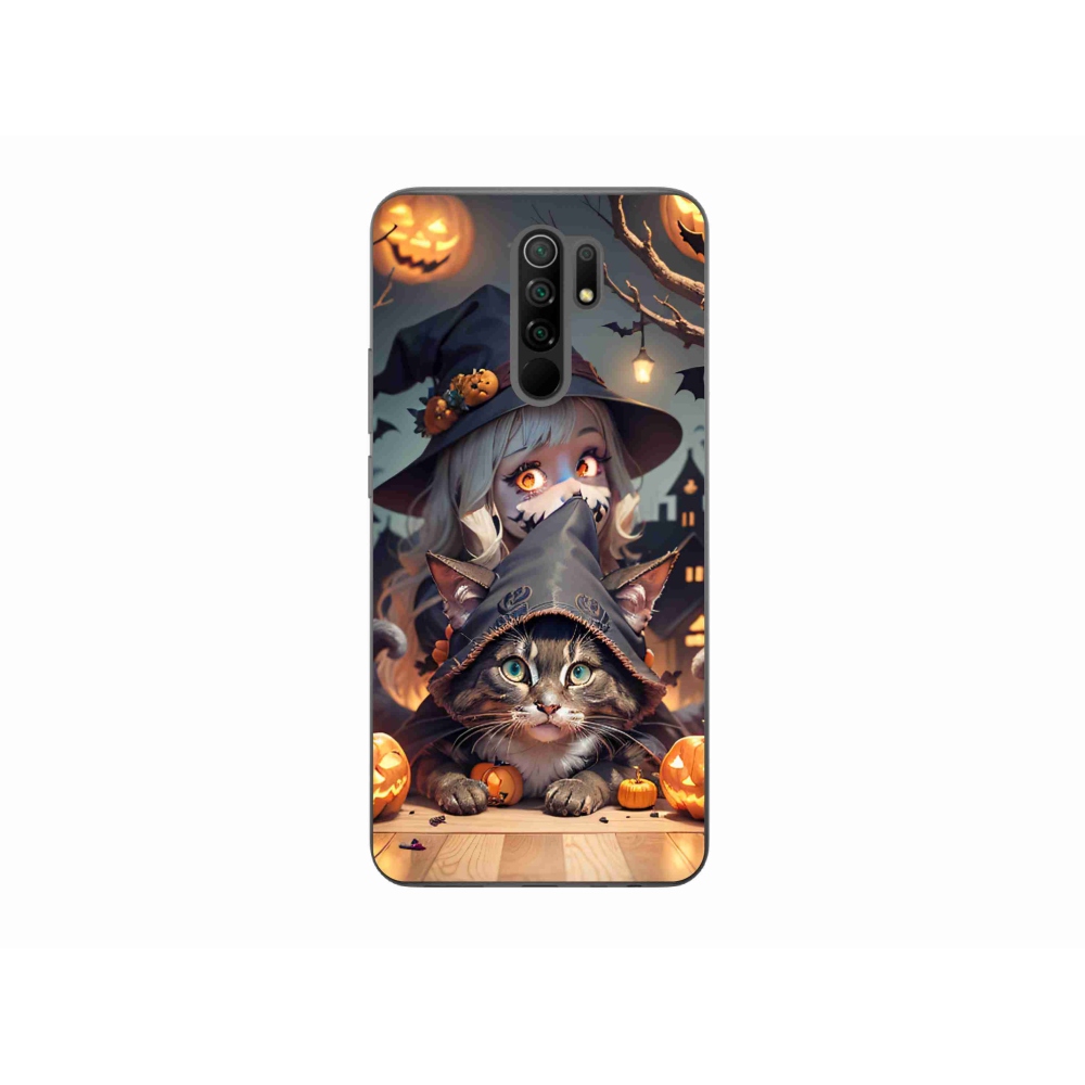 Gél borítás mmCase a Xiaomi Redmi 9-hez - boszorkány macskával
