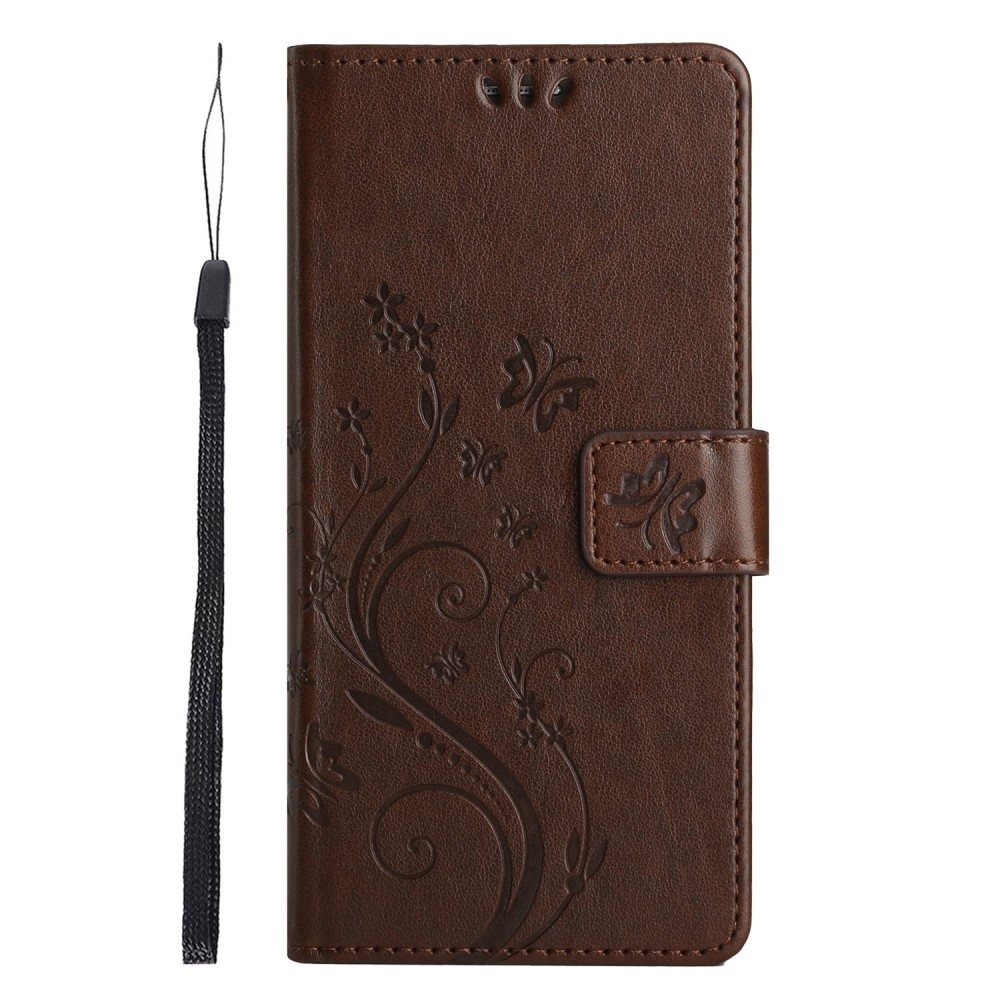 Virágok könyv tok Xiaomi Redmi 14C/Poco C75-hez - barna