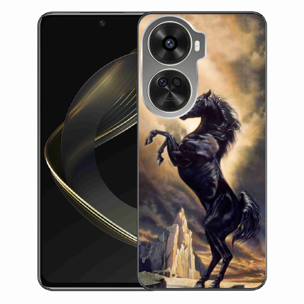 Gél borítás mmCase a Huawei Nova 12 SE számára - fekete rajzfilm ló