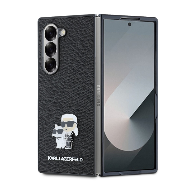 Karl Lagerfeld PU Saffiano Karl és Choupette hátlap a Samsung Galaxy Z Fold 6-hoz Fekete fekete