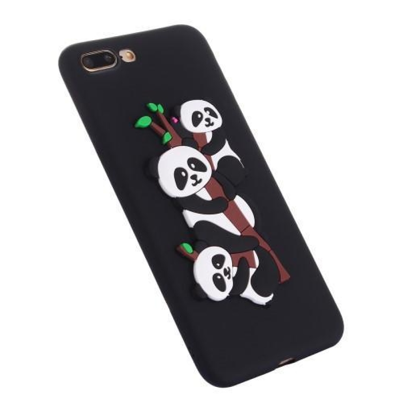 Panda 3D szilikon tok iPhone 7 Plus és iPhone 8 Plus készülékhez - fekete
