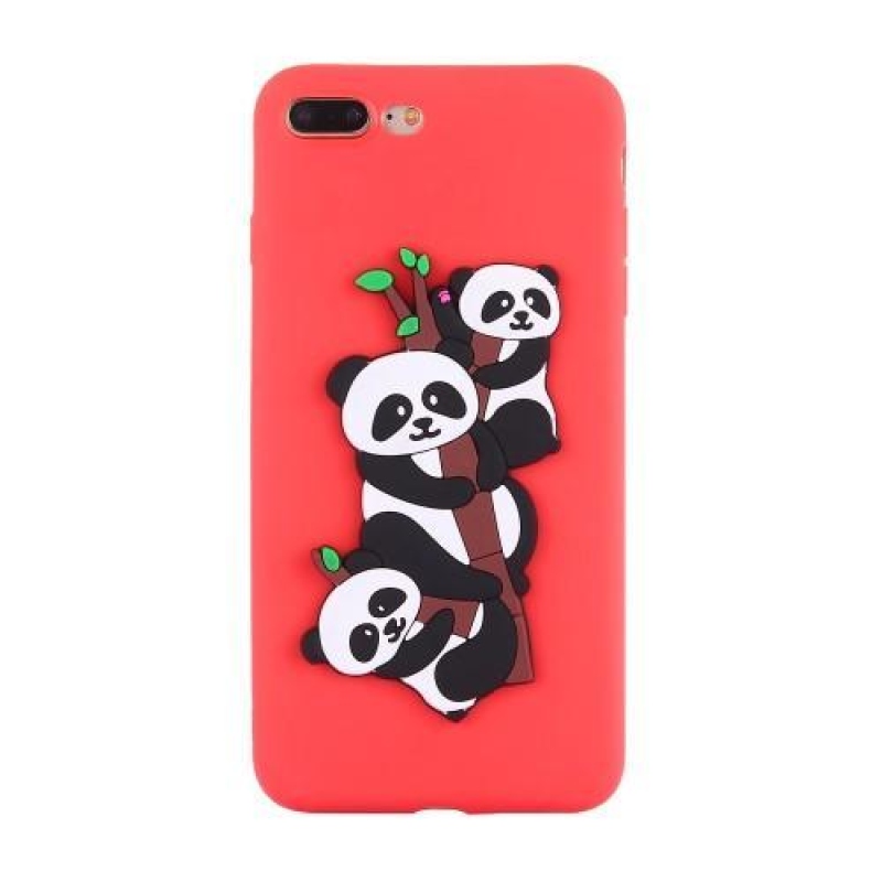 Panda 3D szilikon tok iPhone 7 Plus és iPhone 8 Plus készülékhez - piros színben