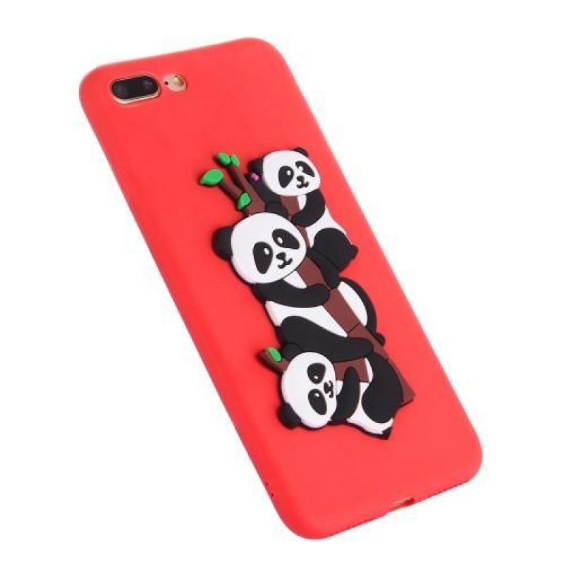 Panda 3D szilikon tok iPhone 7 Plus és iPhone 8 Plus készülékhez - piros színben