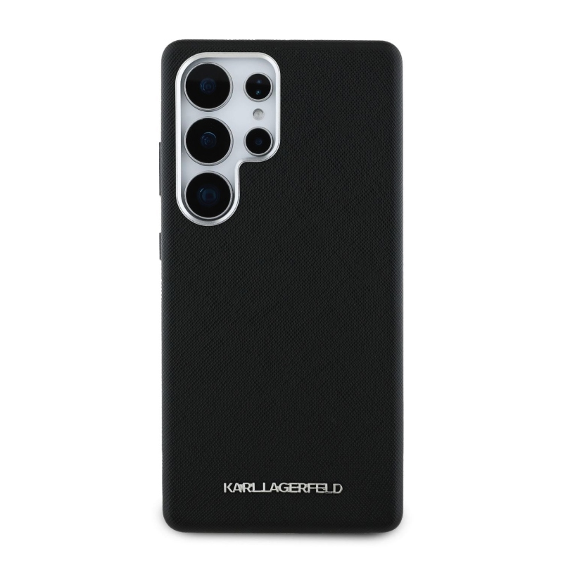 Karl Lagerfeld PU Saffiano fém logó és keret hátlap Samsung Galaxy S25 Ultra fekete