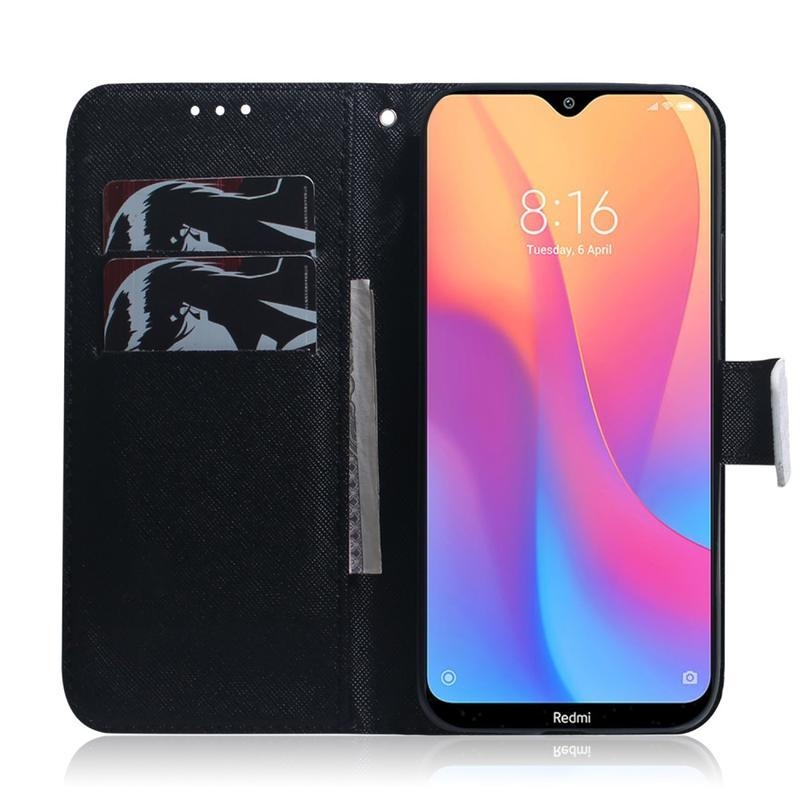 Patt PU bőr pénztárca tok Xiaomi Redmi 8A - kutya és farkas tükröződéssel